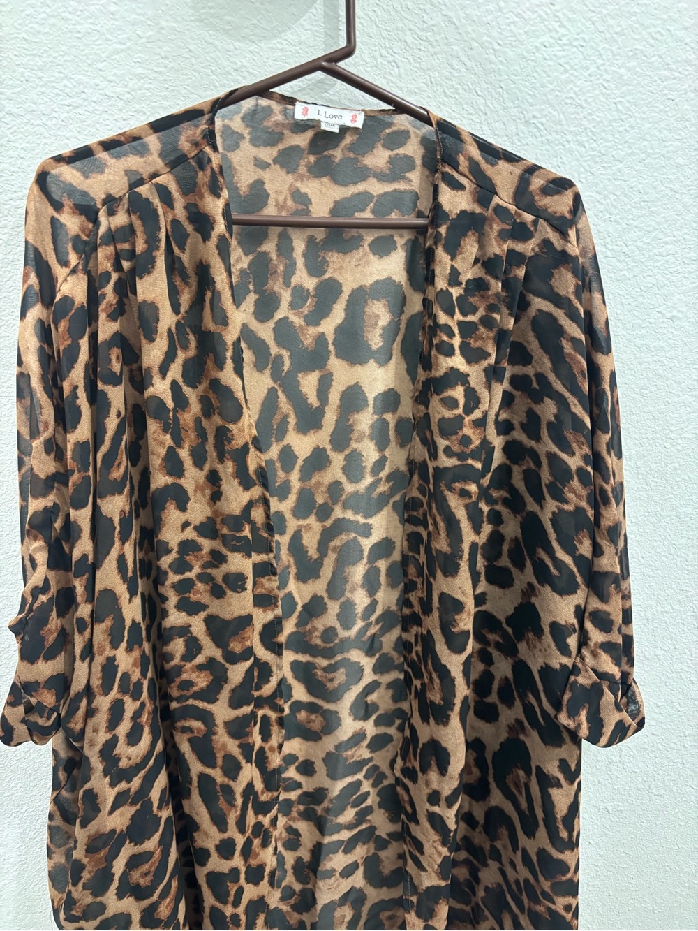 I Love Leopard Print Open-Front Women’s Shawl